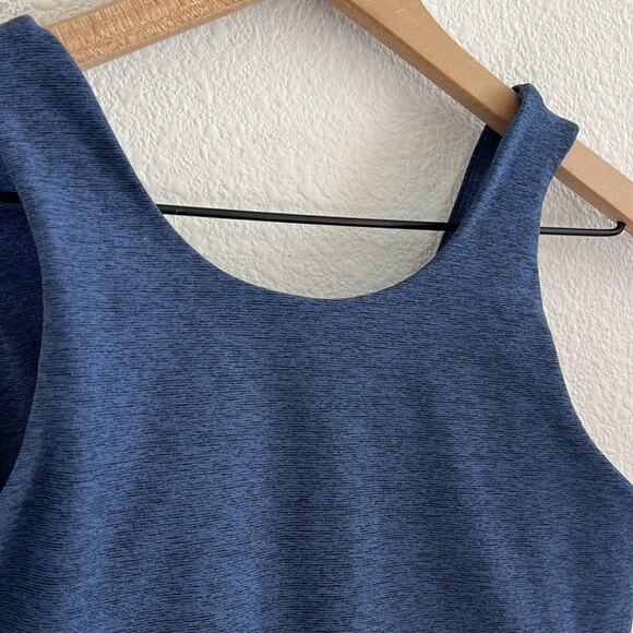 Outdoor Voices Midlength Sports Bra Blue Gray Heathered Color Block Small - Picture 2 of 4